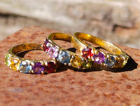 Polished Selection of 9 Carat Gold Plated Faceted Rings x 12 From Southern Africa