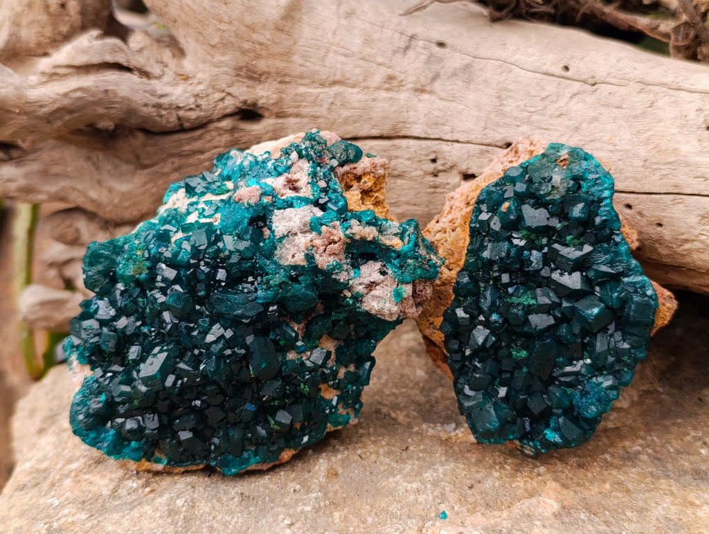 Natural Dioptase On Dolomite Specimens x 3 From Likasi, Congo - Toprock Gemstones and Minerals 