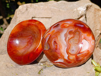 Polished Carnelian Agate Bowls x 3 From Madagascar