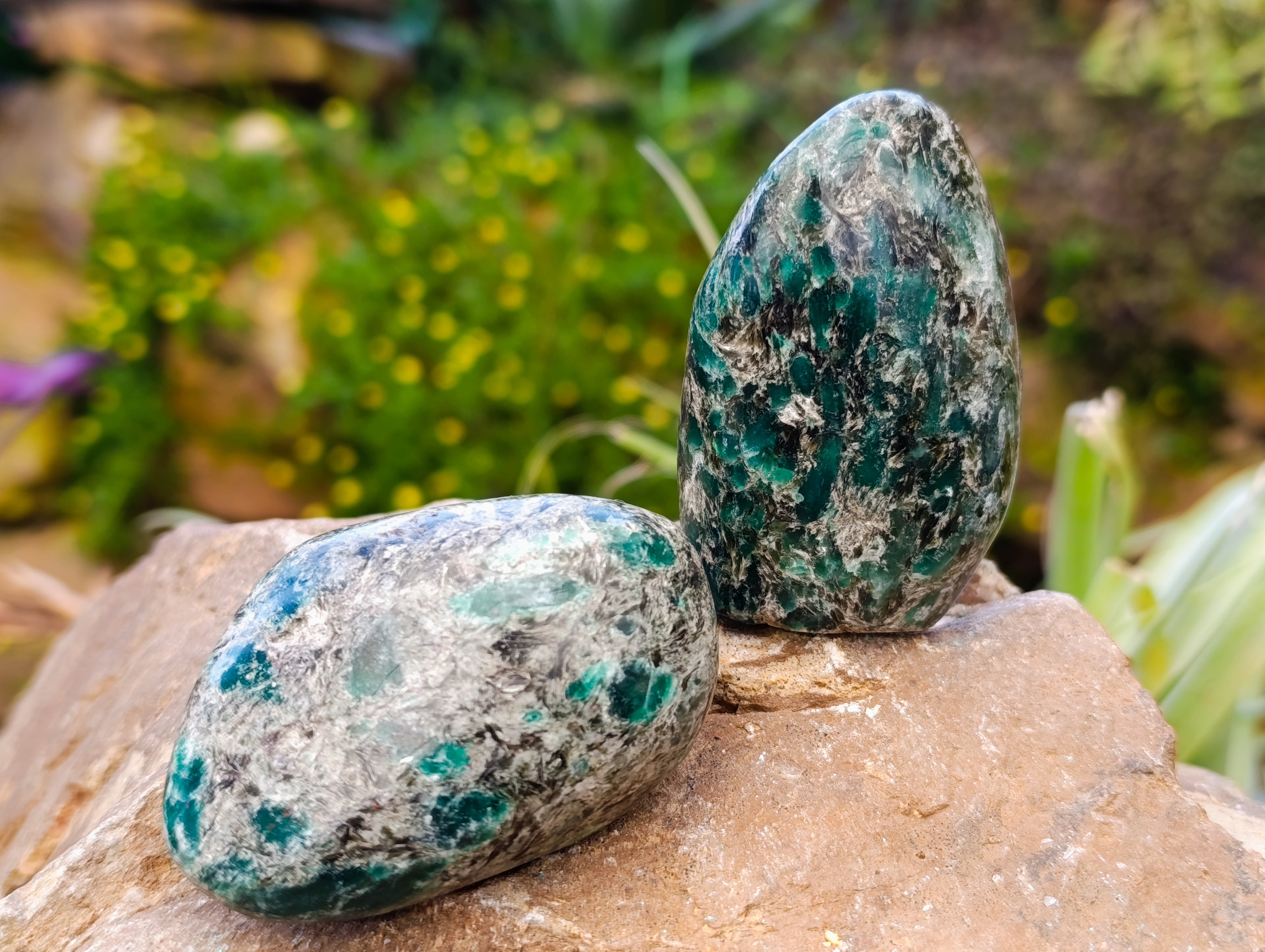 Polished Emerald Mica In Matrix Standing Free Forms x 6 From Mutoko, Zimbabwe - Toprock Gemstones and Minerals 