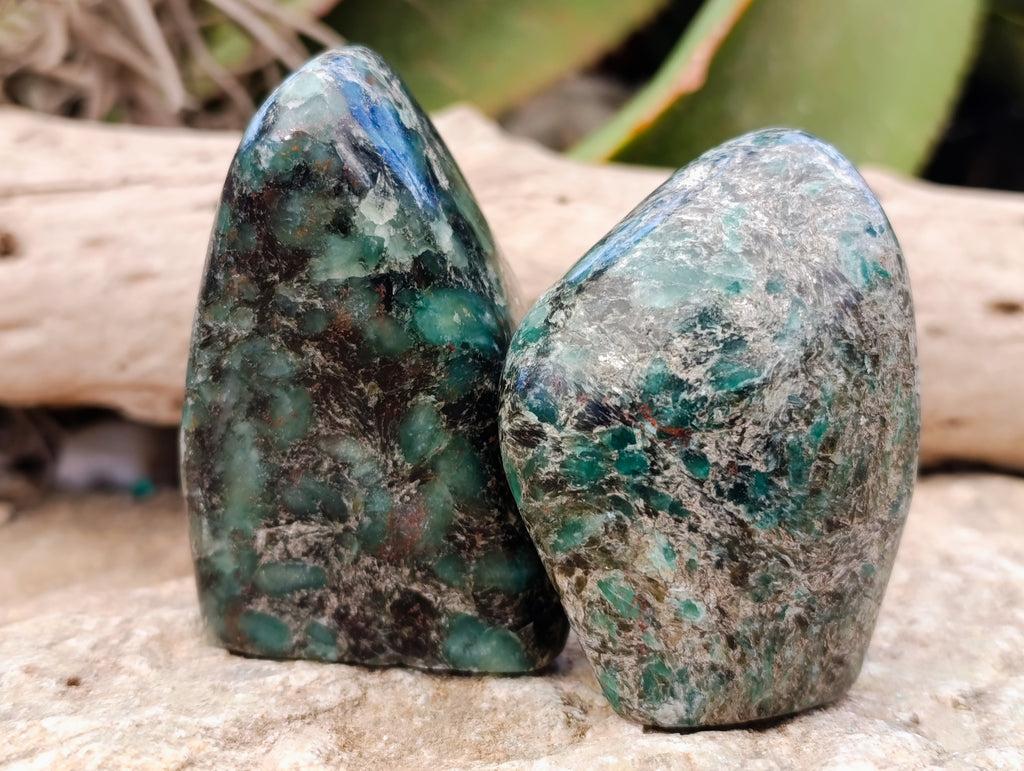 Polished Emerald Mica In Matrix Standing Free Forms x 6 From Mutoko, Zimbabwe - Toprock Gemstones and Minerals 