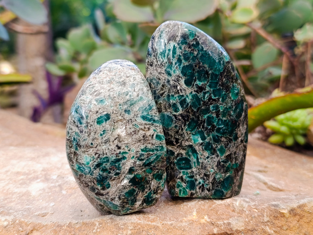 Polished Emerald Mica In Matrix Standing Free Forms x 6 From Mutoko, Zimbabwe - Toprock Gemstones and Minerals 