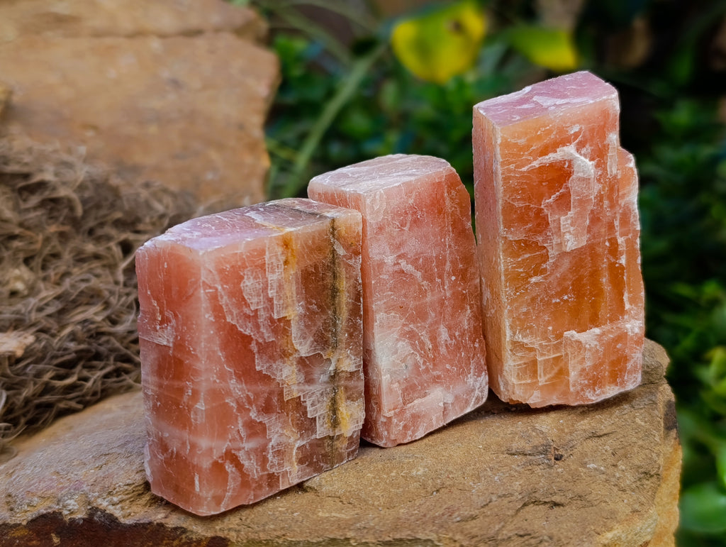 Natural Rhombohedral Sunset Orange Calcite Specimens x 24 From Spitzkop, Namibia - Toprock Gemstones and Minerals 