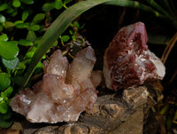 Natural Red Hematoid Quartz Clusters x 3 From Karoi, Zimbabwe