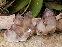Natural Red Hematoid Quartz Clusters x 3 From Karoi, Zimbabwe