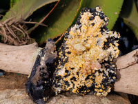 Natural Schorl Black Tourmaline with Hyalite Opal and Green Fluorite x 2 From Erongo, Namibia - Toprock Gemstones and Minerals 