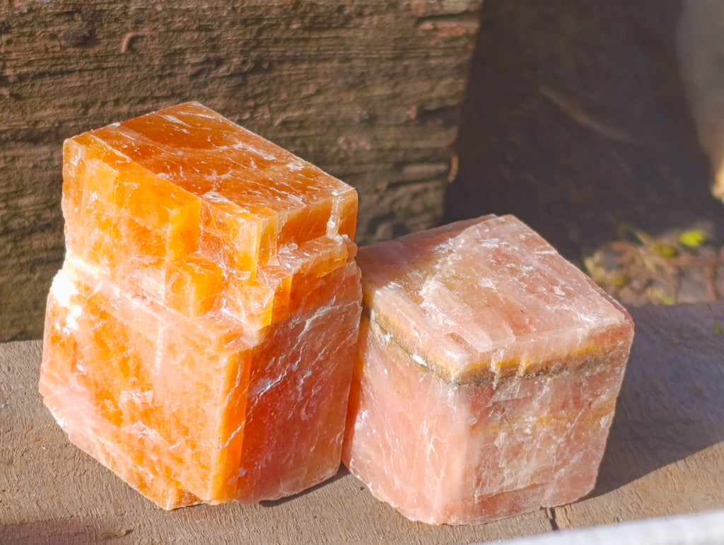 Natural Rhombohedral Sunset Orange Calcite Specimens x 24 From Spitzkop, Namibia - Toprock Gemstones and Minerals 
