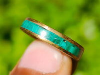 Hand Made Flower Banded Malachite Rings x 18 From Congo