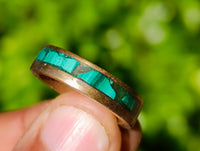 Hand Made Flower Banded Malachite Rings x 18 From Congo