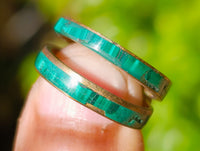 Hand Made Flower Banded Malachite Rings x 18 From Congo