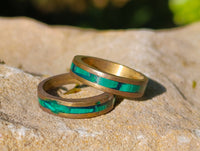 Hand Made Flower Banded Malachite Rings x 18 From Congo