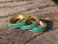 Hand Made Flower Banded Malachite Rings x 18 From Congo