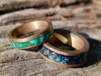 Hand Made Flower Banded Malachite Rings x 18 From Congo