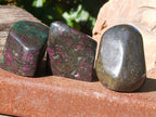 Polished Ruby Corundum In Chrome Verdite Standing Free Forms x 3 From Zimbabwe - Toprock Gemstones and Minerals 