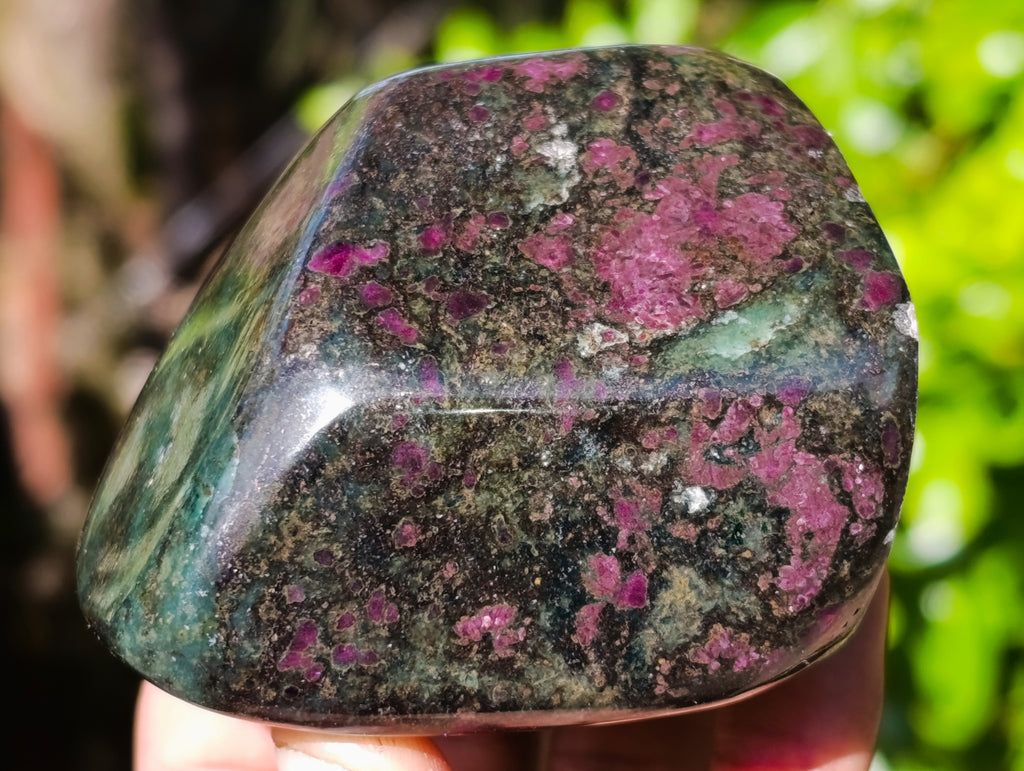 Polished Ruby Corundum In Chrome Verdite Standing Free Forms x 3 From Zimbabwe - Toprock Gemstones and Minerals 