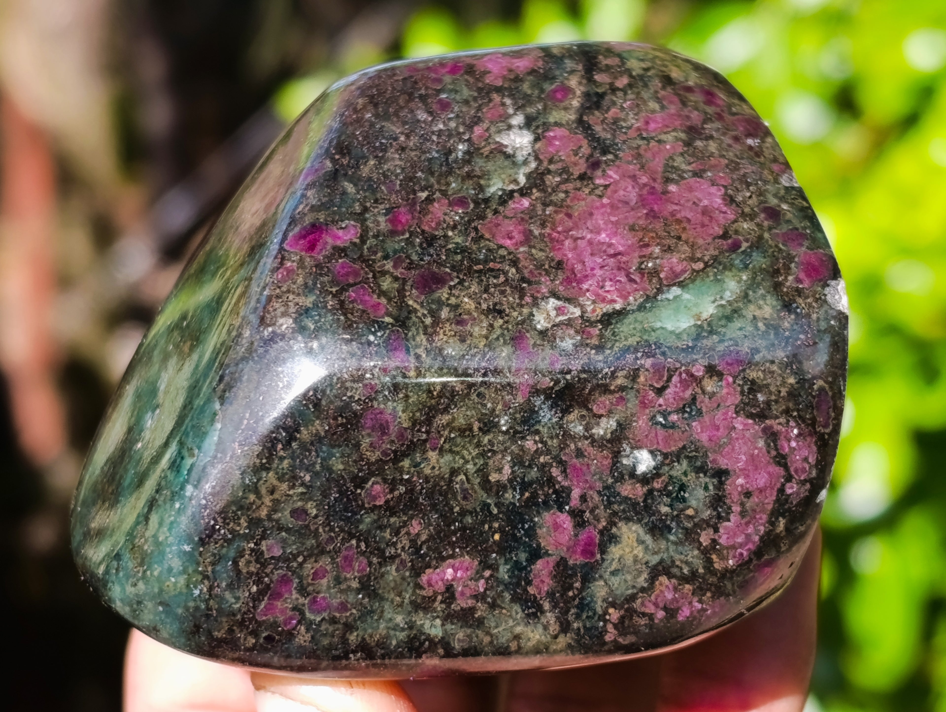 Polished Ruby Corundum In Chrome Verdite Standing Free Forms x 3 From Zimbabwe - Toprock Gemstones and Minerals 