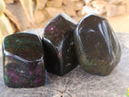 Polished Ruby Corundum In Chrome Verdite Standing Free Forms x 3 From Zimbabwe - Toprock Gemstones and Minerals 