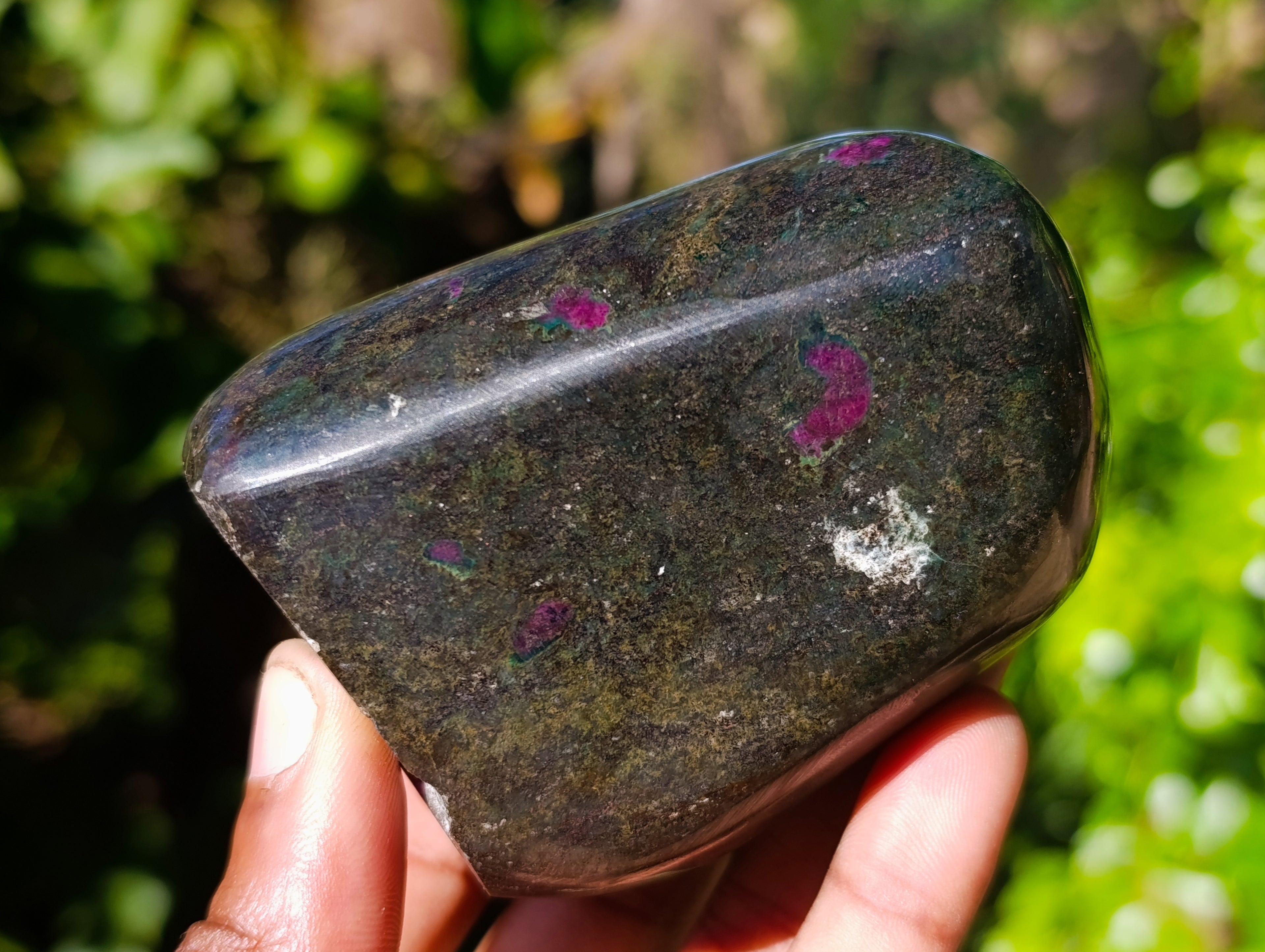 Polished Ruby Corundum In Chrome Verdite Standing Free Forms x 3 From Zimbabwe - Toprock Gemstones and Minerals 
