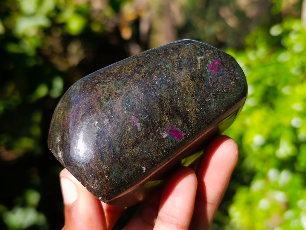 Polished Ruby Corundum In Chrome Verdite Standing Free Forms x 3 From Zimbabwe - Toprock Gemstones and Minerals 