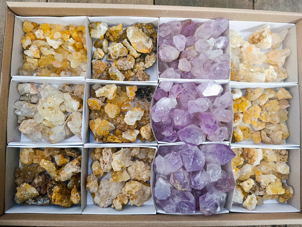 Natural Purple Amethyst and Golden Limonite Single Quartz Crystals x 3.19 Kg Lot From Zambia