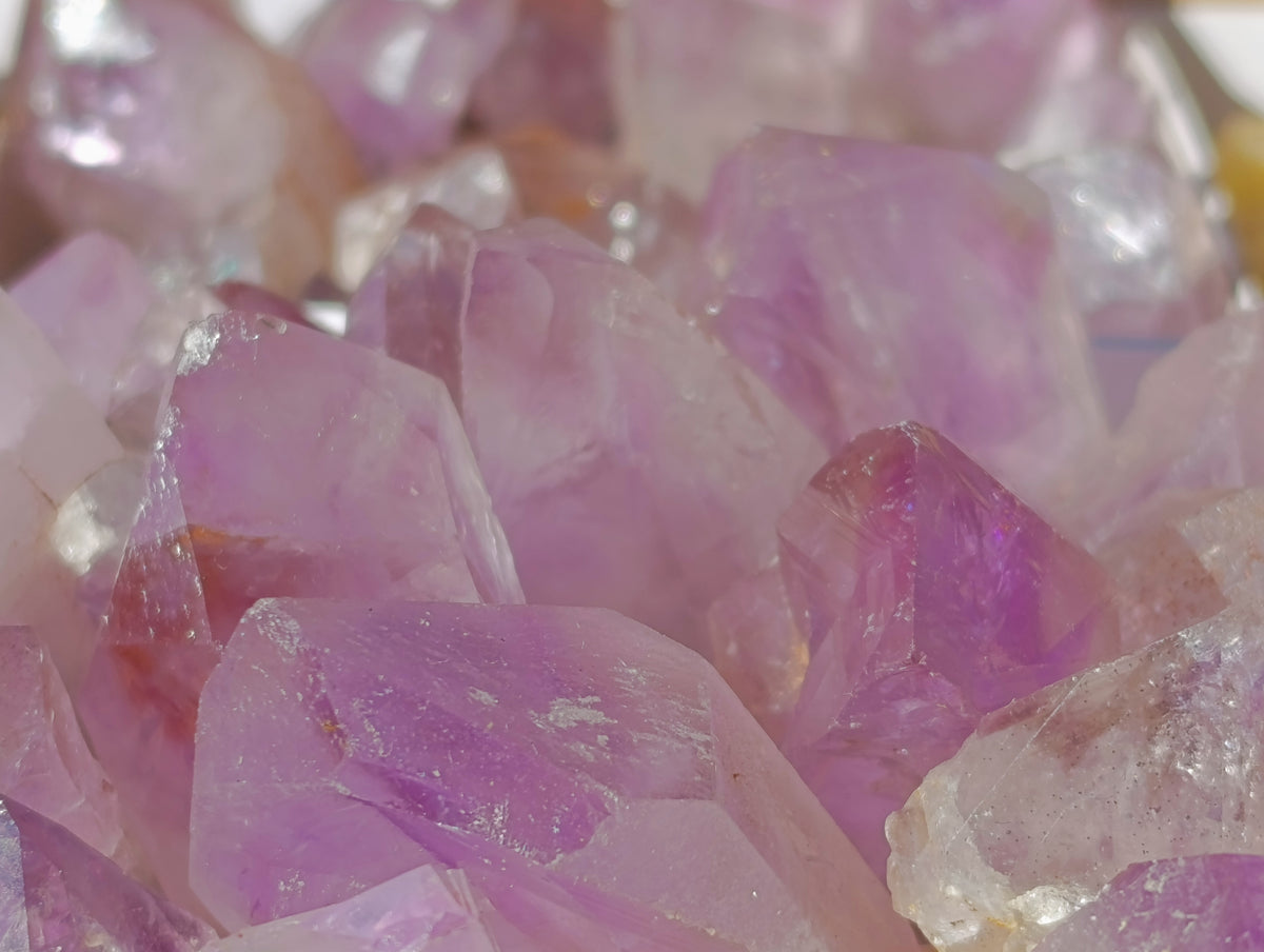 Natural Purple Amethyst and Golden Limonite Single Quartz Crystals x 3.19 Kg Lot From Zambia - Toprock Gemstones and Minerals 