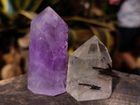 Polished Mixed Quartz Crystals Including Golden Rutile Quartz x 6 from Madagascar - Toprock Gemstones and Minerals 