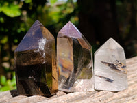 Polished Mixed Quartz Crystals Including Golden Rutile Quartz x 6 from Madagascar - Toprock Gemstones and Minerals 