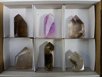 Polished Mixed Quartz Crystals Including Golden Rutile Quartz x 6 from Madagascar - Toprock Gemstones and Minerals 