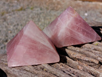 Polished Rose Quartz Pyramids x 6 From Ambatondrazaka, Madagascar - Toprock Gemstones and Minerals 