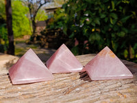 Polished Rose Quartz Pyramids x 6 From Ambatondrazaka, Madagascar - Toprock Gemstones and Minerals 