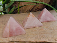 Polished Rose Quartz Pyramids x 6 From Ambatondrazaka, Madagascar - Toprock Gemstones and Minerals 