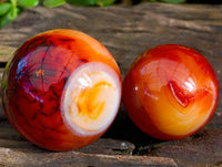 Polished Carnelian Agate Spheres x 6 From Madagascar