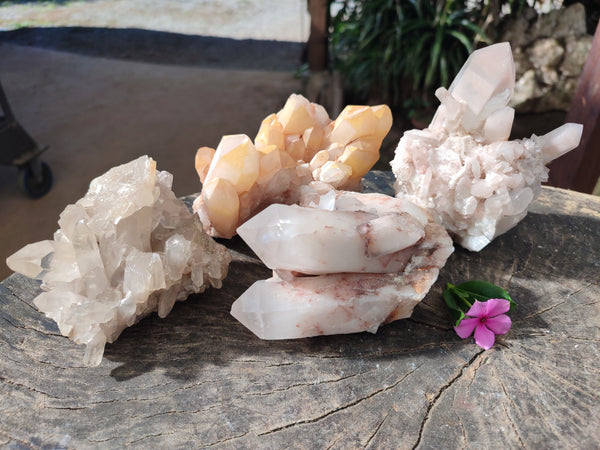 Natural Mixed Quartz Clusters x 4 From Madagascar