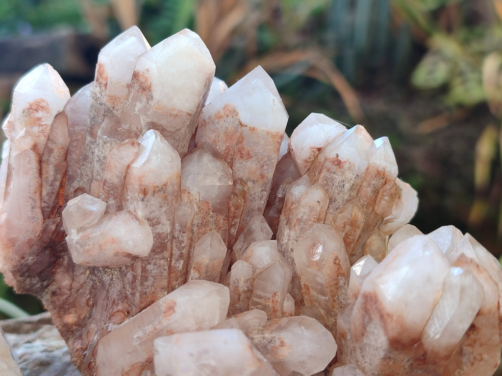 Natural White Phantom and Hematoid Quartz Crystal Clusters x 3 From Madagascar - Toprock Gemstones and Minerals 