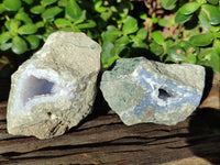 Natural Blue Lace Agate Geode Specimens x 12 From Nsanje, Malawi