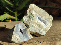 Natural Blue Lace Agate Geode Specimens x 12 From Nsanje, Malawi