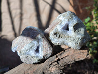 Natural Blue Lace Agate Geode Specimens x 12 From Nsanje, Malawi