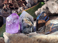 Polished Mixed Inclusion Quartz Crystals Including Citrine x 6 from Madagascar