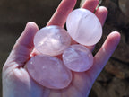 Polished Rose Quartz Palm Stones x 24 From Ambatondrazaka, Madagascar - Toprock Gemstones and Minerals 