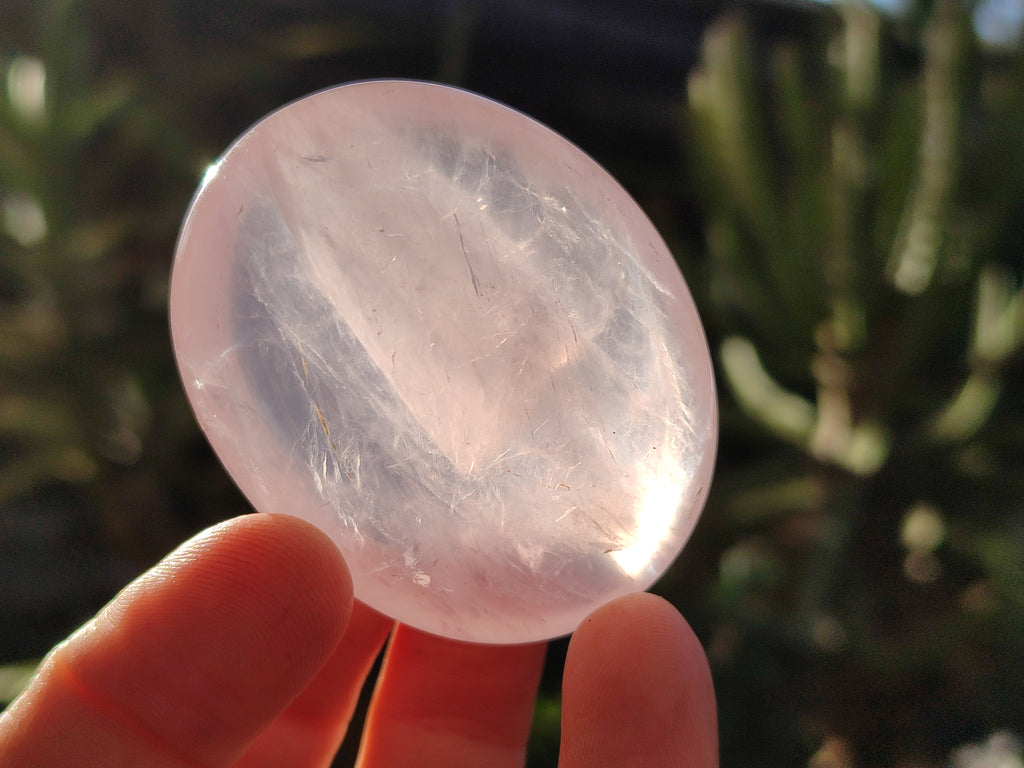 Polished Rose Quartz Palm Stones x 24 From Ambatondrazaka, Madagascar - Toprock Gemstones and Minerals 