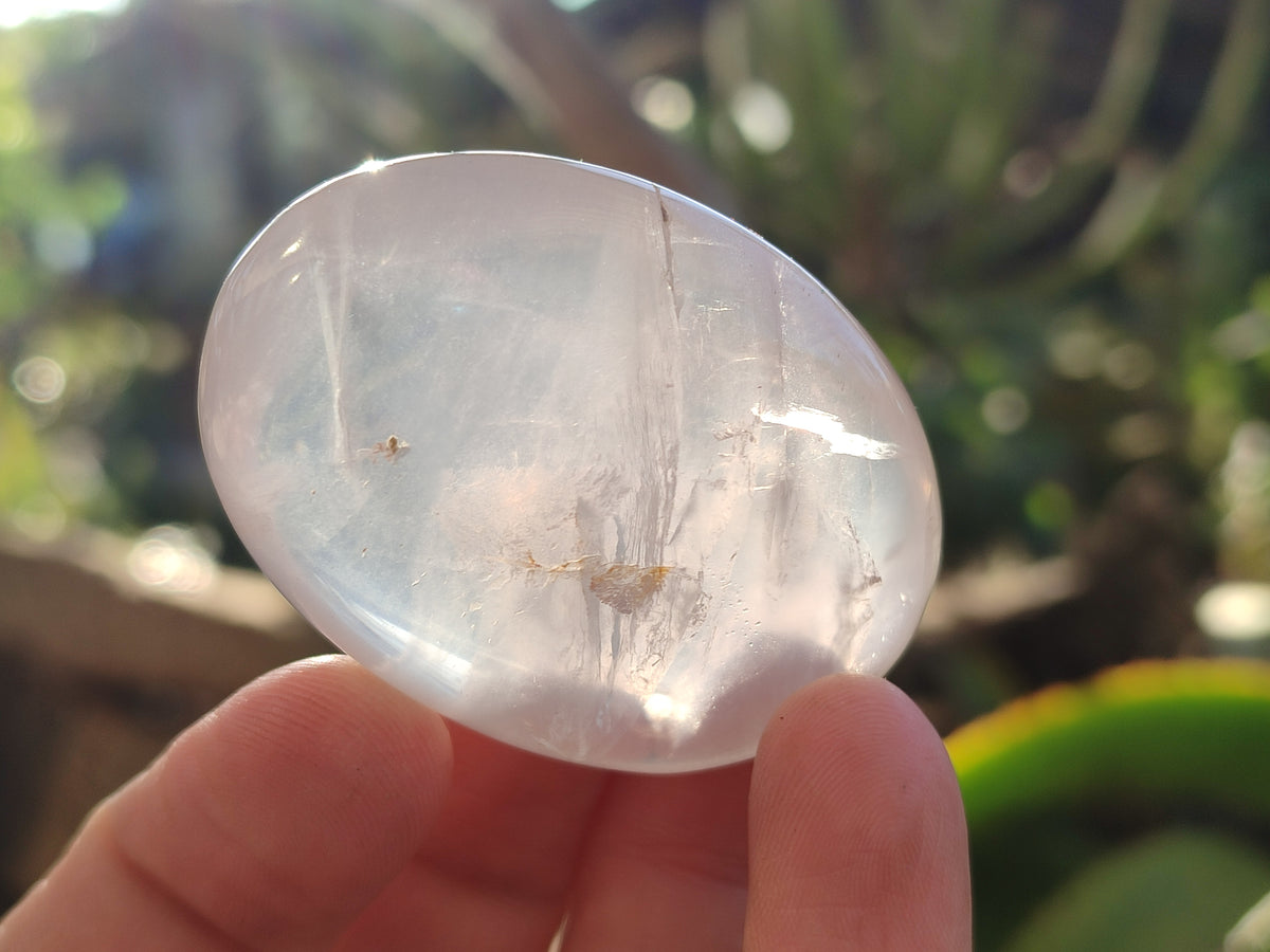 Polished Rose Quartz Palm Stones x 24 From Ambatondrazaka, Madagascar - Toprock Gemstones and Minerals 