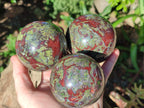 Polished Bastite Dragons Blood Stone Sphere-Ball x 3 From Tshipise, South Africa - Toprock Gemstones and Minerals 