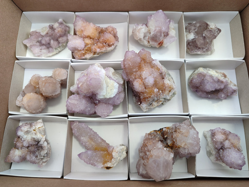 Natural Amethyst Cactus Flower Spirit Quartz Cluster x 12 From South Africa - Toprock Gemstones and Minerals 