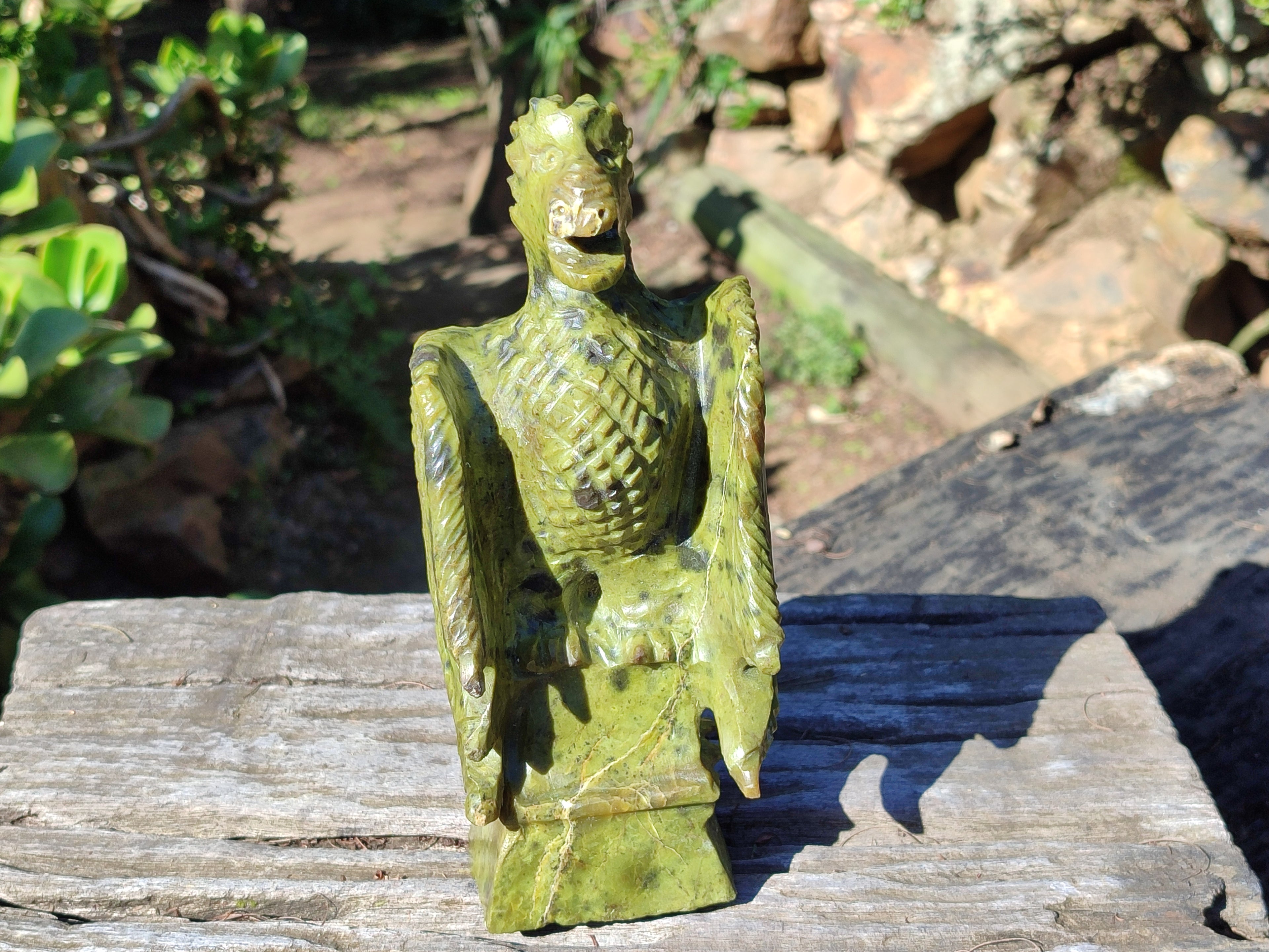 Polished Leopard Stone German Dragon Carving x 1 From Zimbabwe - Toprock Gemstones and Minerals 