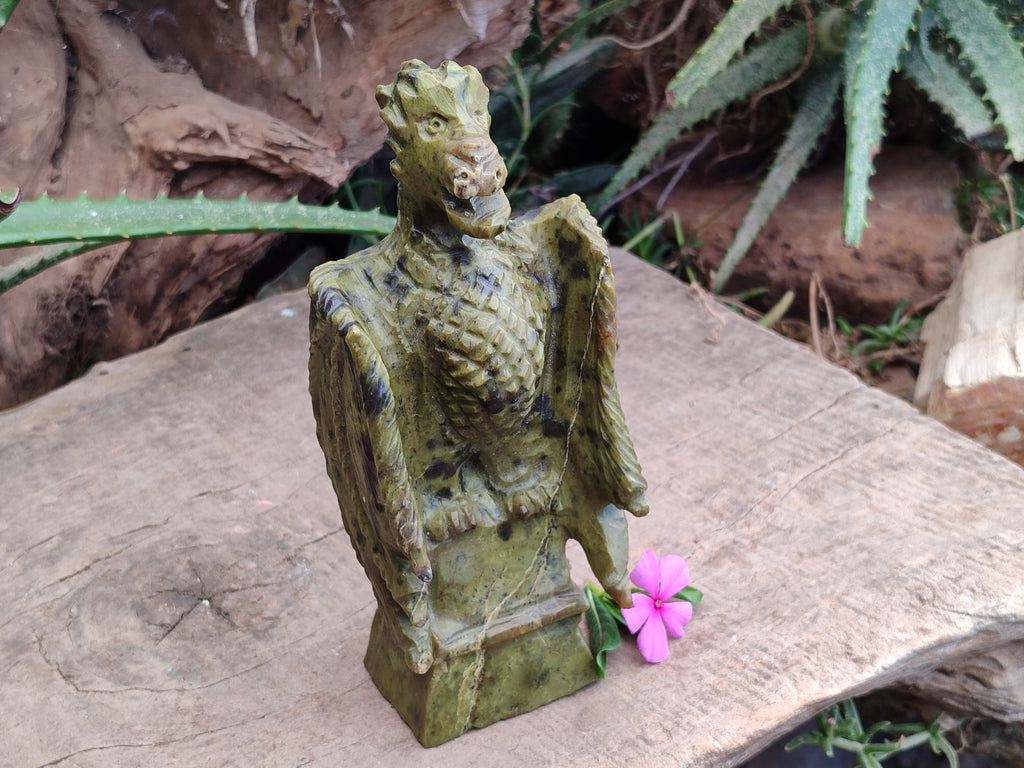 Polished Leopard Stone German Dragon Carving x 1 From Zimbabwe - Toprock Gemstones and Minerals 