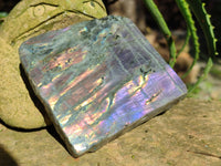 Polished On One Side Large Purple Flash Labradorite Plates x 3 From Tulear, Madagascar