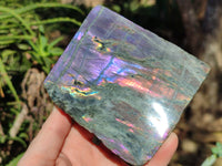 Polished On One Side Large Purple Flash Labradorite Plates x 3 From Tulear, Madagascar