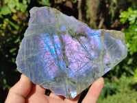 Polished On One Side Large Purple Flash Labradorite Plates x 3 From Tulear, Madagascar