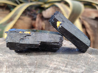 Natural Fibrous Terminated Schorl Black Tourmaline with a little Hyalite Opal x 12 From Erongo, Namibia