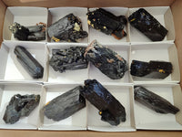 Natural Fibrous Terminated Schorl Black Tourmaline with a little Hyalite Opal x 12 From Erongo, Namibia